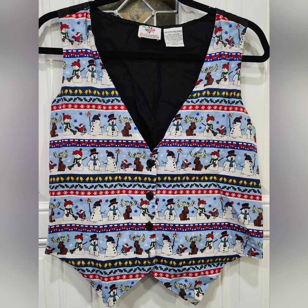 Vintage Nutcracker Christmas Holiday Lightweight Cotton Vest Women's Size Medium